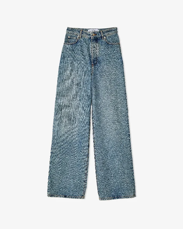 Loewe - Women's High Waisted Jeans - (Washed Blue) Comfortable Faded High-Rise Jeans Loewe - Women's High Waisted Jeans - (Washed Blue) Comfortable Faded High-Rise Jeans