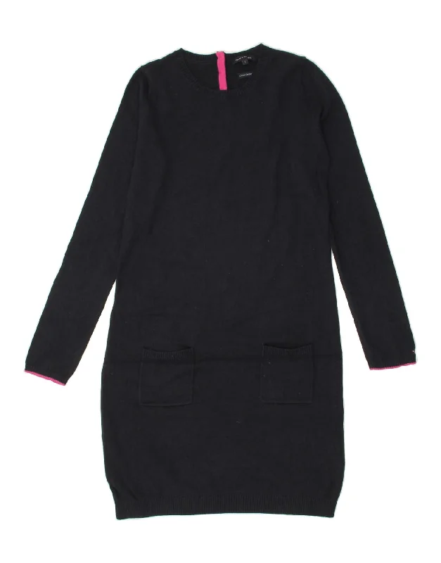 TOMMY HILFIGER Womens Long Sleeve Jumper Dress UK 10 Small Navy Blue Cashmere Blend Cotton Blend Poly Blend TOMMY HILFIGER Womens Long Sleeve Jumper Dress UK 10 Small Navy Blue Cashmere Blend Cotton Blend Poly Blend