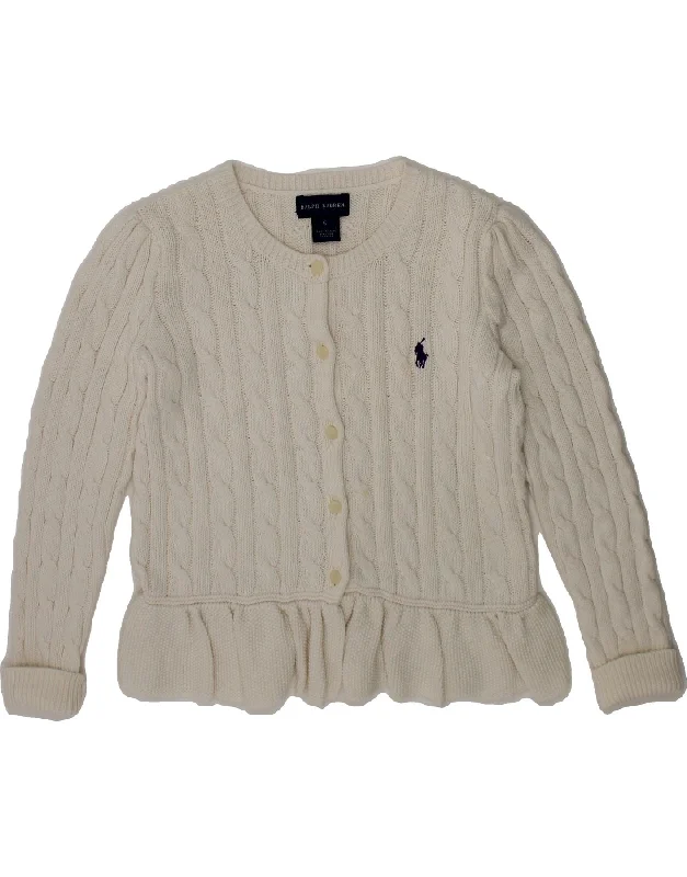 RALPH LAUREN Girls Cardigan Sweater 4-5 Years White Cotton Open Front Closed Front Wrap Front RALPH LAUREN Girls Cardigan Sweater 4-5 Years White Cotton Open Front Closed Front Wrap Front
