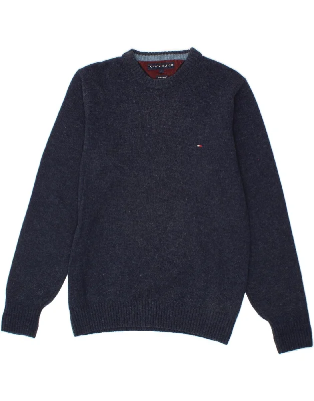 TOMMY HILFIGER Mens Crew Neck Jumper Sweater Medium Navy Blue Lambswool Polka Dot Checkered Tartan TOMMY HILFIGER Mens Crew Neck Jumper Sweater Medium Navy Blue Lambswool Polka Dot Checkered Tartan