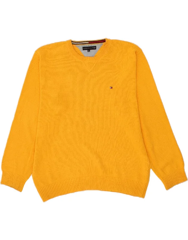 TOMMY HILFIGER Mens Crew Neck Jumper Sweater 2XL Yellow Cotton Herringbone Houndstooth Plaid TOMMY HILFIGER Mens Crew Neck Jumper Sweater 2XL Yellow Cotton Herringbone Houndstooth Plaid