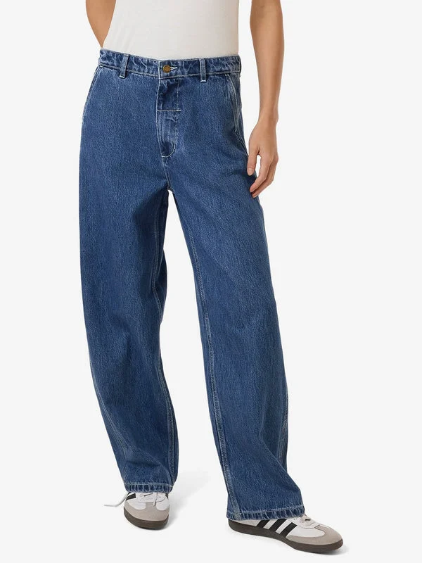 THRILLS Slouch Carpenter Jean - DOUBLE RINSED BLUES Comfortable Faded High-Rise Jeans THRILLS Slouch Carpenter Jean - DOUBLE RINSED BLUES Comfortable Faded High-Rise Jeans