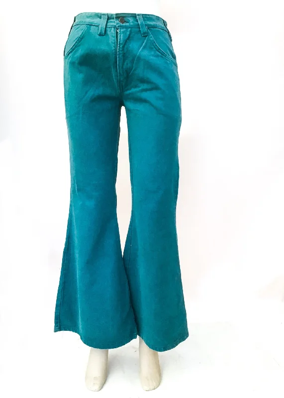 1970s Vintage Turquoise Elephant Bell Bottom Flared Jeans • HIgh Waist 28”W Casual Straight-Leg Jeans 1970s Vintage Turquoise Elephant Bell Bottom Flared Jeans • HIgh Waist 28”W Casual Straight-Leg Jeans