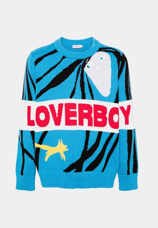 Charles Jeffery Loverboy Loverboy Logo Jumper Blue Plaid Sweater Polka Dot Checkered Charles Jeffery Loverboy Loverboy Logo Jumper Blue Plaid Sweater Polka Dot Checkered