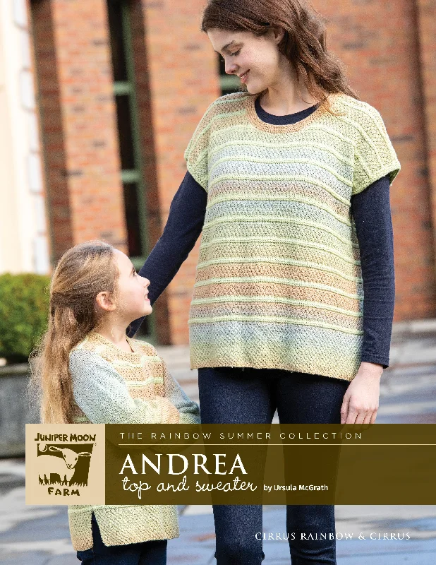 Andrea Top and Sweater Pattern Leaflet for Juniper Moon Farm Cable Knit Ribbed Knit Lace Knit Andrea Top and Sweater Pattern Leaflet for Juniper Moon Farm Cable Knit Ribbed Knit Lace Knit