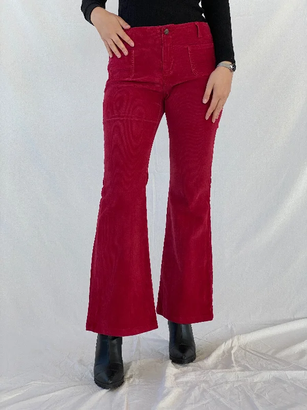 Vintage 90s Guess Jeans Stretch Maroon Flare Mid Rise Corduroy Pants - 38EUR Fashionable Slim Fit Jeans Vintage 90s Guess Jeans Stretch Maroon Flare Mid Rise Corduroy Pants - 38EUR Fashionable Slim Fit Jeans