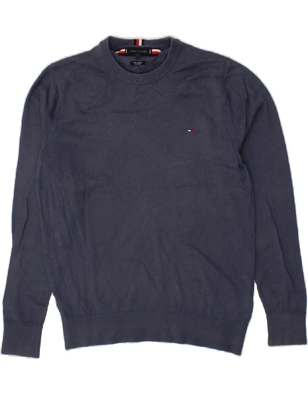 TOMMY HILFIGER Mens Crew Neck Jumper Sweater Large Navy Blue Cotton Spandex Rayon Corduroy TOMMY HILFIGER Mens Crew Neck Jumper Sweater Large Navy Blue Cotton Spandex Rayon Corduroy
