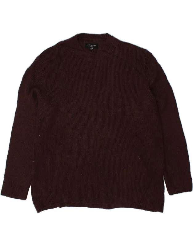 ALL SAINTS Mens Crew Neck Jumper Sweater Medium Burgundy Wool Cotton Fabric Linen Fabric Terry Fabric ALL SAINTS Mens Crew Neck Jumper Sweater Medium Burgundy Wool Cotton Fabric Linen Fabric Terry Fabric