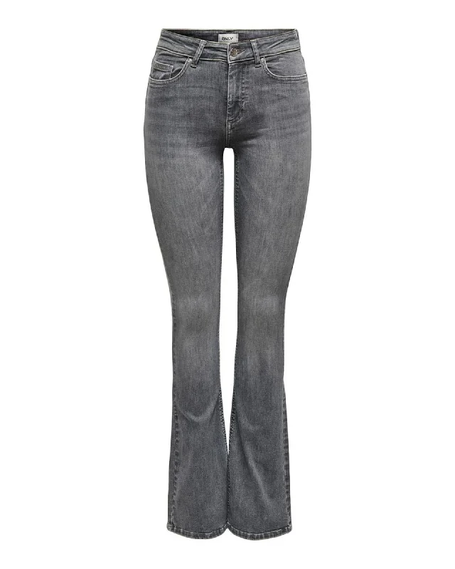 ONLY ONLJOY Dark Grey High Waist Slim Fit Bootcut Jeans for Women Fashionable Button-Front Jeans ONLY ONLJOY Dark Grey High Waist Slim Fit Bootcut Jeans for Women Fashionable Button-Front Jeans