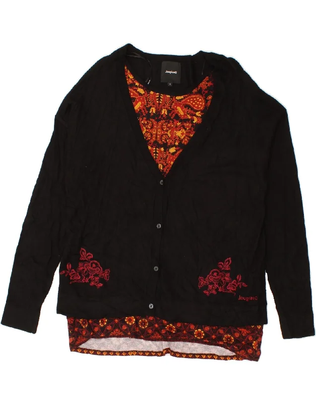 DESIGUAL Womens Boat Neck Jumper Sweater UK 16 Large Black Colourblock Boxy Sweater Fitted Sweater A-Line DESIGUAL Womens Boat Neck Jumper Sweater UK 16 Large Black Colourblock Boxy Sweater Fitted Sweater A-Line