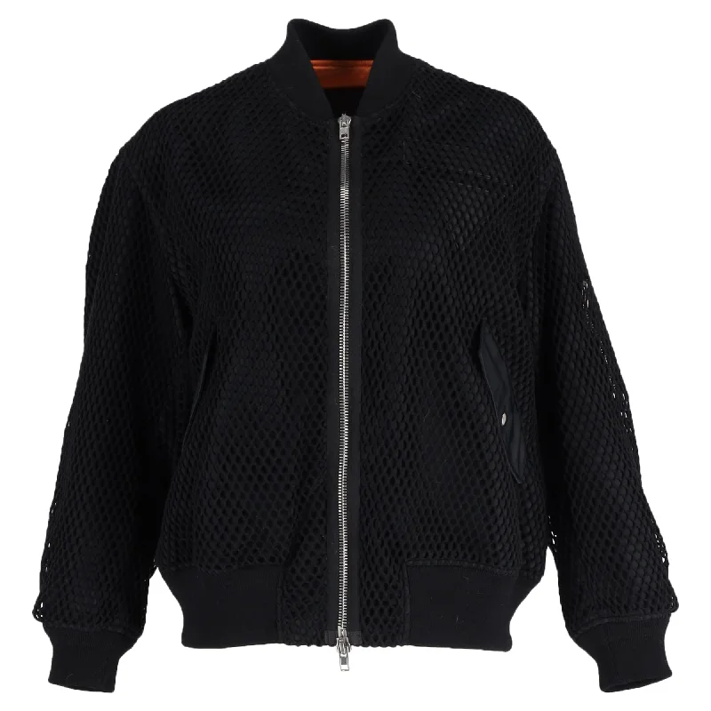 Alexander Wang Full Zip Bomber Jacket in Black Synthetic Embroidered Appliqued Beaded Alexander Wang Full Zip Bomber Jacket in Black Synthetic Embroidered Appliqued Beaded