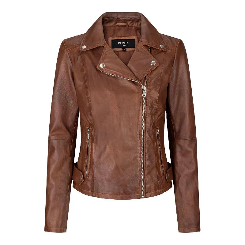 BRANDO' Ladies Women Timber Brown Classic Biker Style Leather Jacket Mesh Blend Leather Blend Suede Blend BRANDO' Ladies Women Timber Brown Classic Biker Style Leather Jacket Mesh Blend Leather Blend Suede Blend