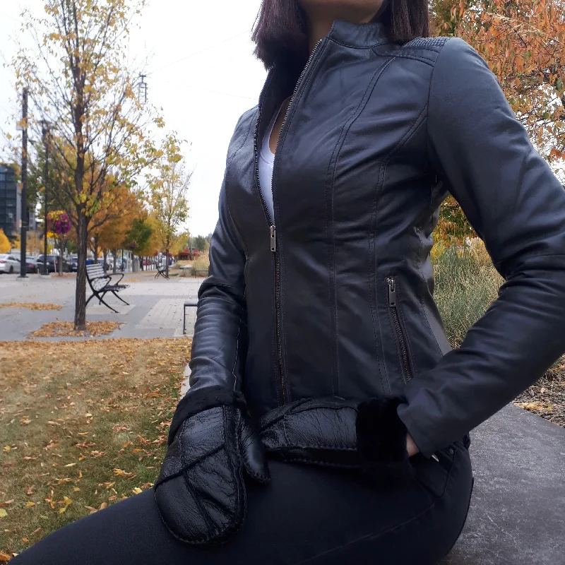 BOL Women's Basket Weave Accent Leather Jacket Knit Fabric Woven Fabric Fleece Fabric BOL Women's Basket Weave Accent Leather Jacket Knit Fabric Woven Fabric Fleece Fabric