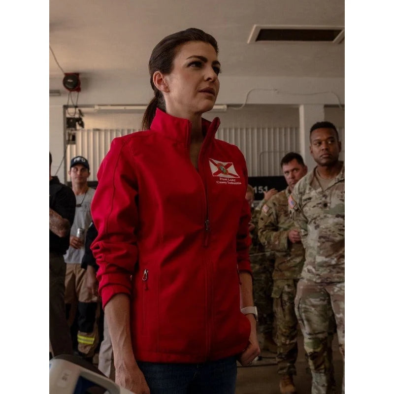 First Lady of Florida Casey Desantis Red Jacket Terry Blend Velvet Blend Canvas Blend First Lady of Florida Casey Desantis Red Jacket Terry Blend Velvet Blend Canvas Blend