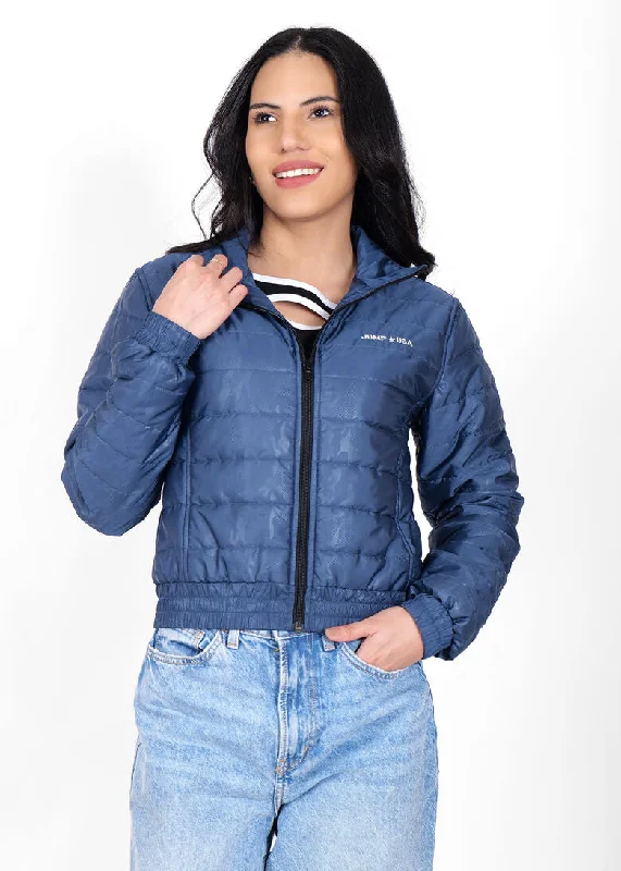 JUMP USA Women Frost Defense Airforce Blue Quilted Jacket Handmade Hand-knitted Hand-woven JUMP USA Women Frost Defense Airforce Blue Quilted Jacket Handmade Hand-knitted Hand-woven