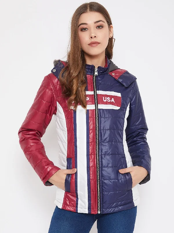 JUMP USA Women Navy Blue Solid Lightweight Hooded Parka Jacket Denim Fabric Leather Fabric Suede Fabric JUMP USA Women Navy Blue Solid Lightweight Hooded Parka Jacket Denim Fabric Leather Fabric Suede Fabric