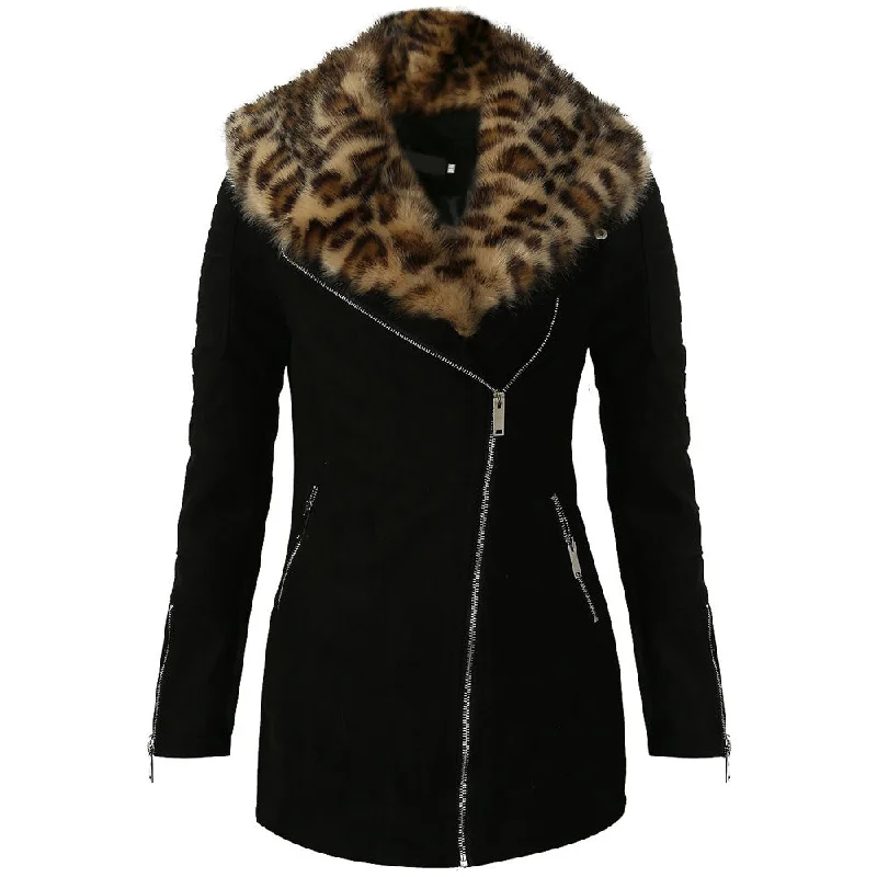 Kia Foleys Suede Leather Jacket With Leopard Print Fur Collar Anti-Pilling Machine Wash Handmade Kia Foleys Suede Leather Jacket With Leopard Print Fur Collar Anti-Pilling Machine Wash Handmade