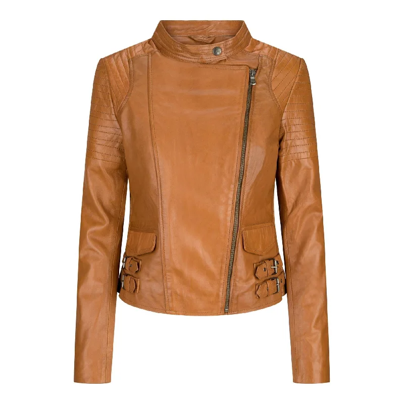 Ladies Real Leather Jacket Short Fitted Bikers Style Vintage Tan Brown Rock Terry Blend Velvet Blend Canvas Blend Ladies Real Leather Jacket Short Fitted Bikers Style Vintage Tan Brown Rock Terry Blend Velvet Blend Canvas Blend