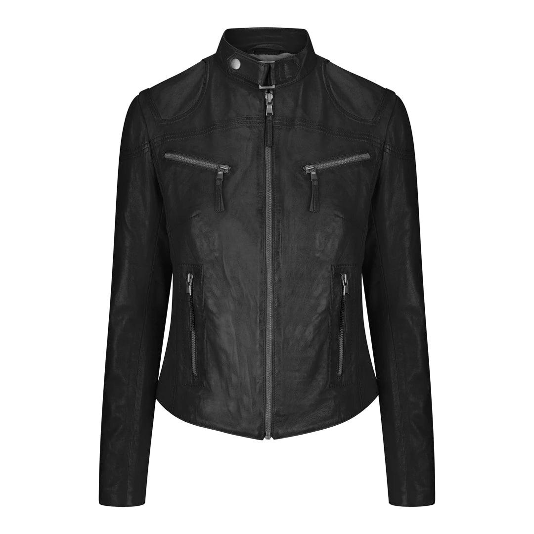 Ladies Womens Real Leather Vintage Slim Fit Biker Leather Jacket Collared Crew Neck Turtle Neck Ladies Womens Real Leather Vintage Slim Fit Biker Leather Jacket Collared Crew Neck Turtle Neck