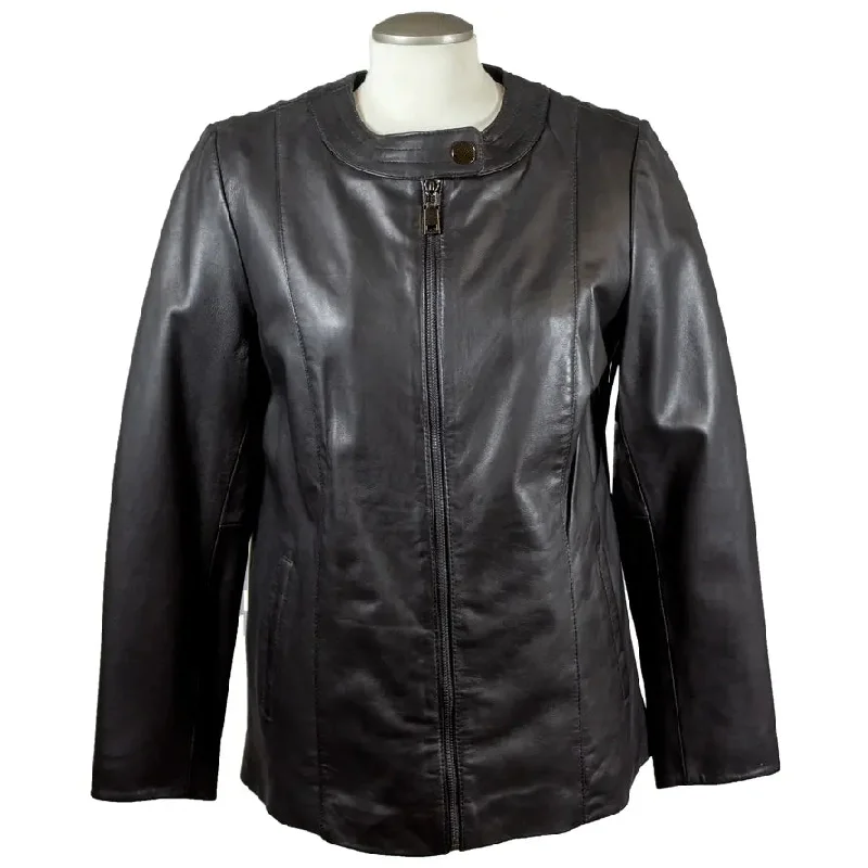 BOL Women's Plus Size Snap Collar Leather Jacket Terry Blend Velvet Blend Canvas Blend BOL Women's Plus Size Snap Collar Leather Jacket Terry Blend Velvet Blend Canvas Blend