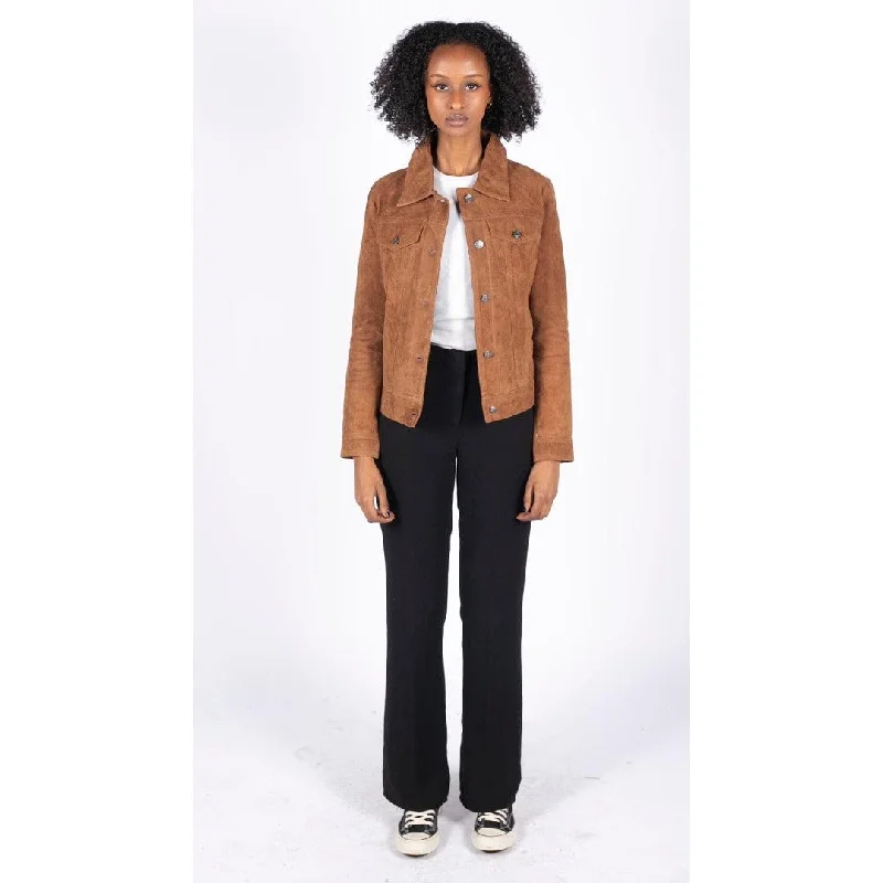 Womens Suede Vintage Retro Jeans Jacket Real Leather Short Biker Grease 1980s Classic Houndstooth Herringbone Solid Womens Suede Vintage Retro Jeans Jacket Real Leather Short Biker Grease 1980s Classic Houndstooth Herringbone Solid