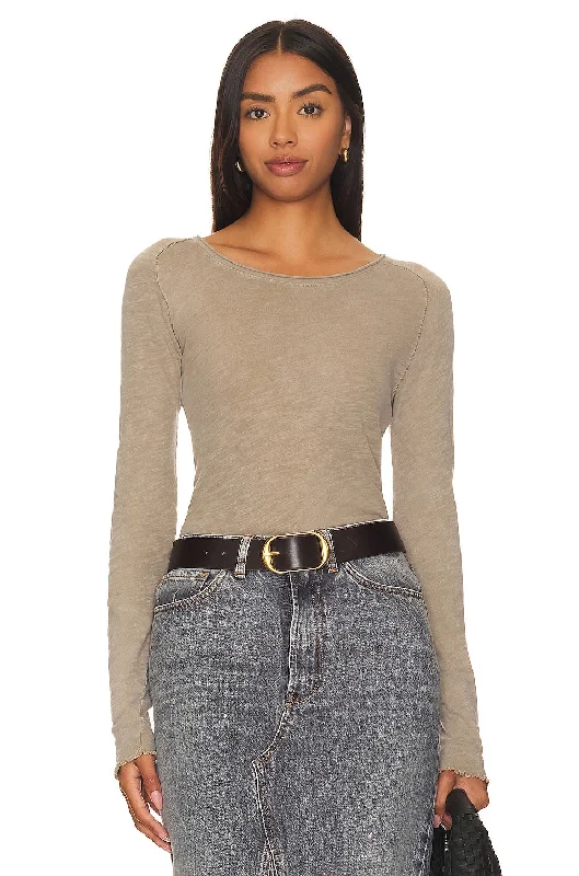 Free People We The Free Be My Baby Long-Sleeve Tee - TROPICAL NUT Houndstooth Herringbone Solid Free People We The Free Be My Baby Long-Sleeve Tee - TROPICAL NUT Houndstooth Herringbone Solid