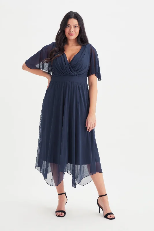 Julie Navy Hanky Hem Dress