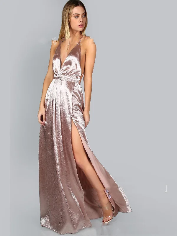 Pure Color Satin Dress Harness