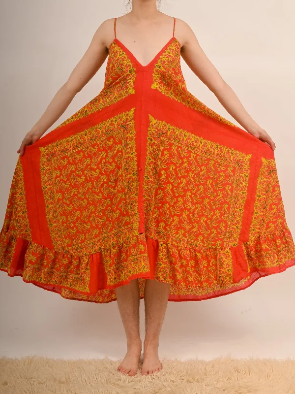1970s Red and Yellow Handkerchief Tent Dress