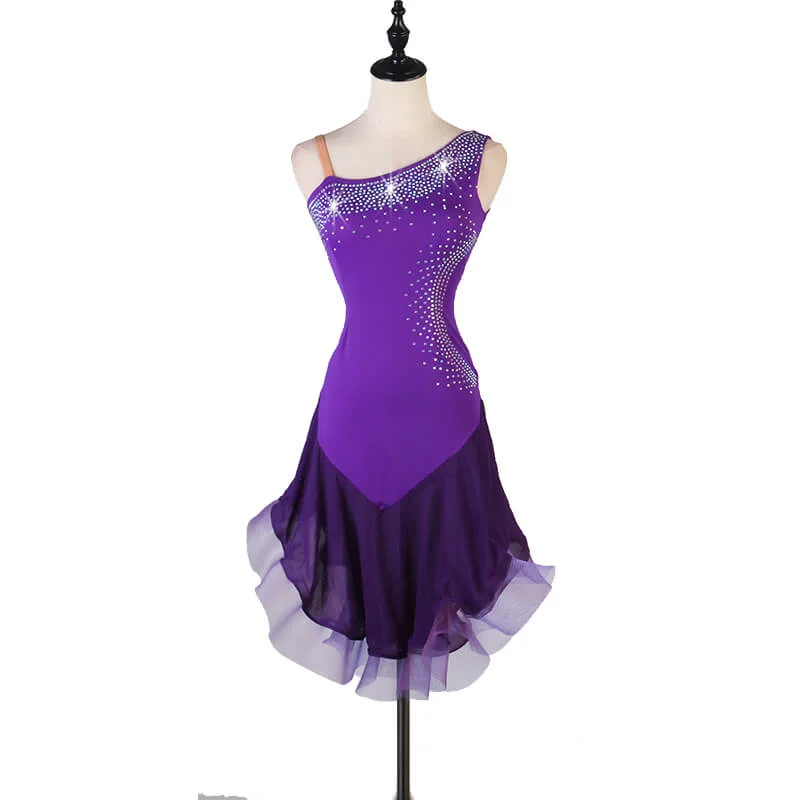 A-Line Patchwork Knee-Length Latin Dress