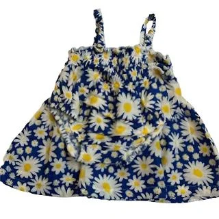 Dress - Smocked top and Bloomers - blue daisy