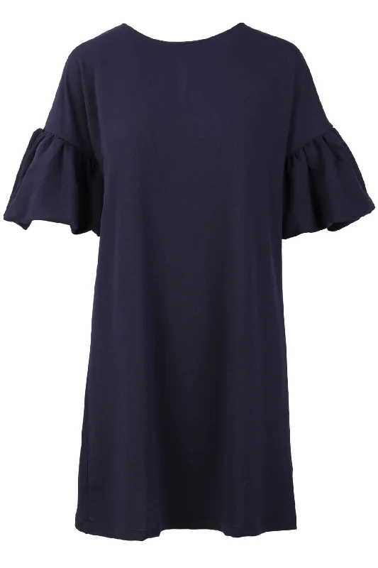 Lantern Sleeve Marine Dress