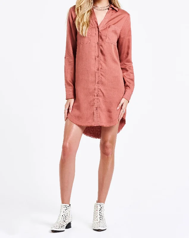AVERY BUTTON FRONT DRESS WISTFUL MAUVE