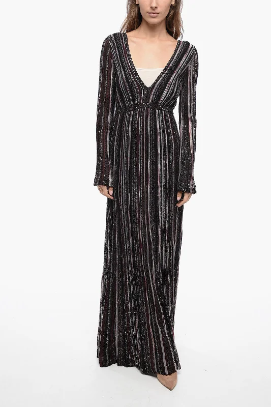 Missoni Knitted V Neckline Dress with Sequined and Lurex Detailing 42 Italian size