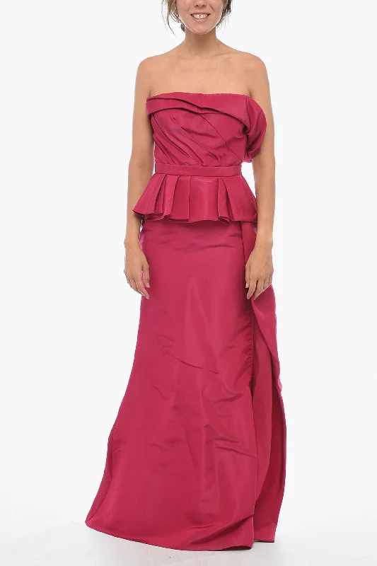 Alexander McQueen Silk Peplum Evening Dress with Back Zip 42 Italian size