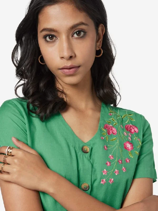 Bombay Paisley Green Fit-And-Flare Dress