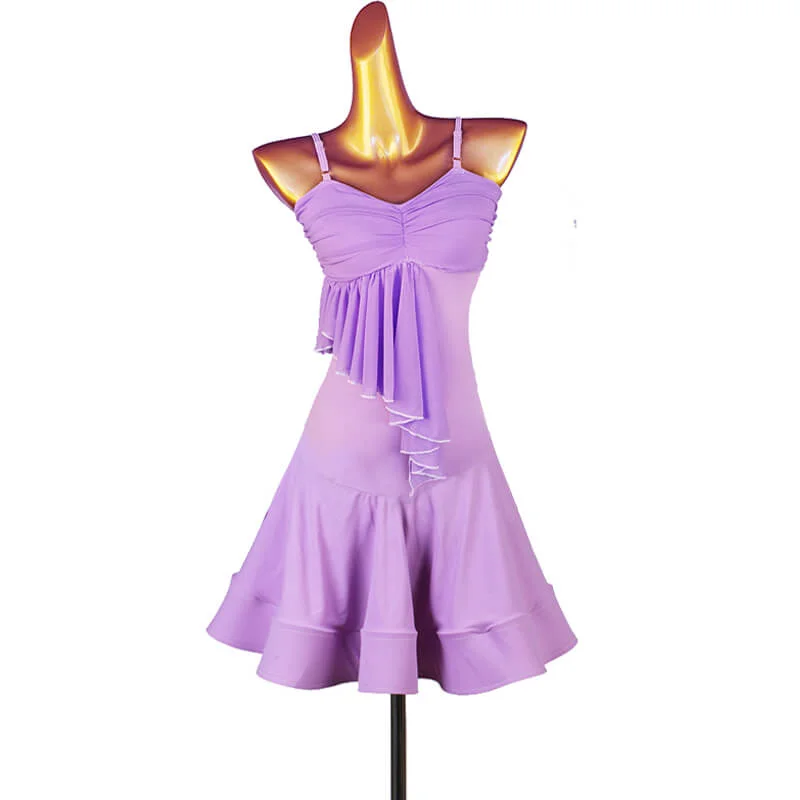 Chic Spaghetti Strap Latin Dress with Mesh