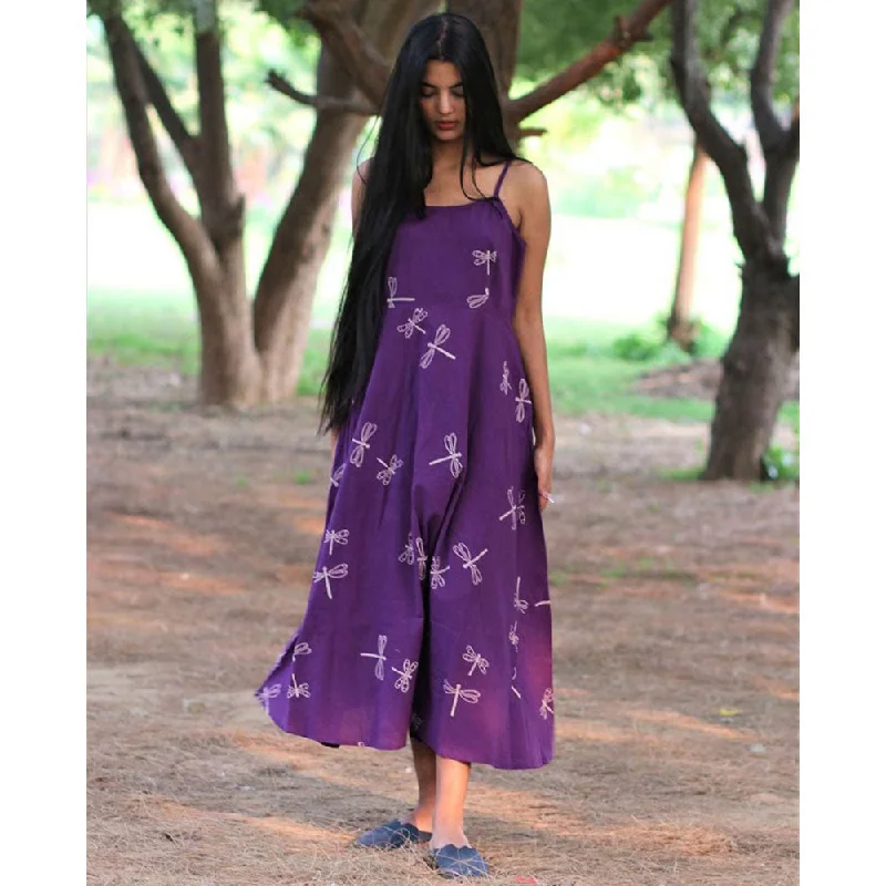 Chidiyaa Purple Cotton Dress