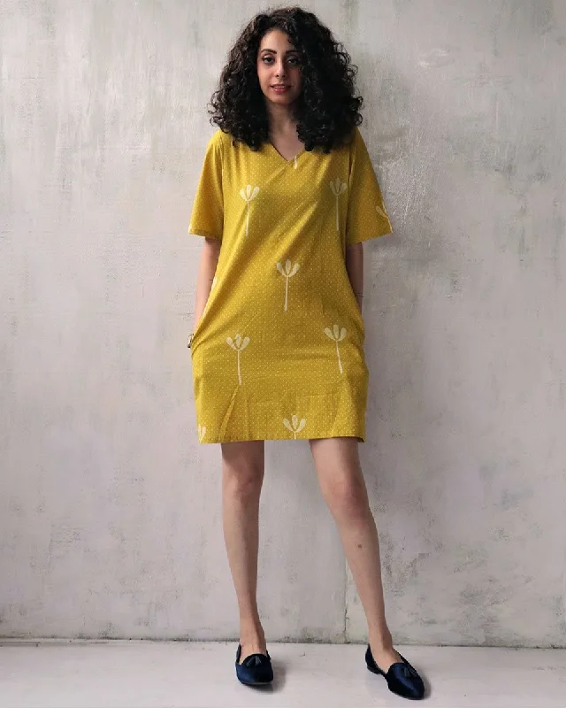 Chidiyaa Yellow Cotton Dress