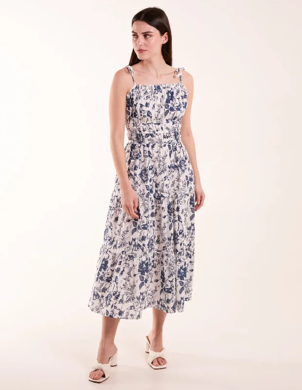 Chintz Print Elastic Smock Dress