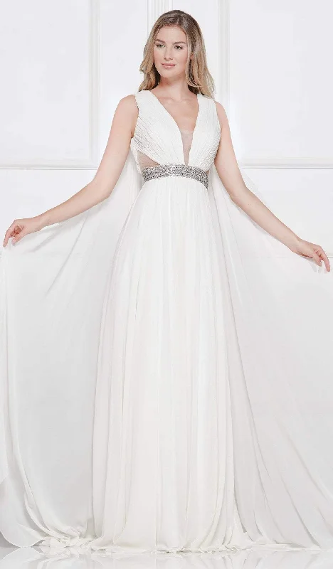 Colors Dress - 2083 Cape Sleeves Side Cutouts A-Line Gown