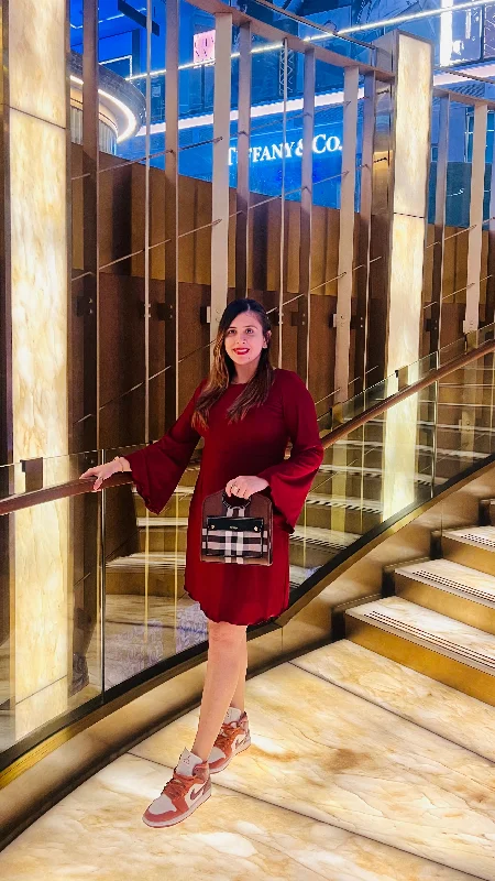 Cranberry Maroon Date Dress