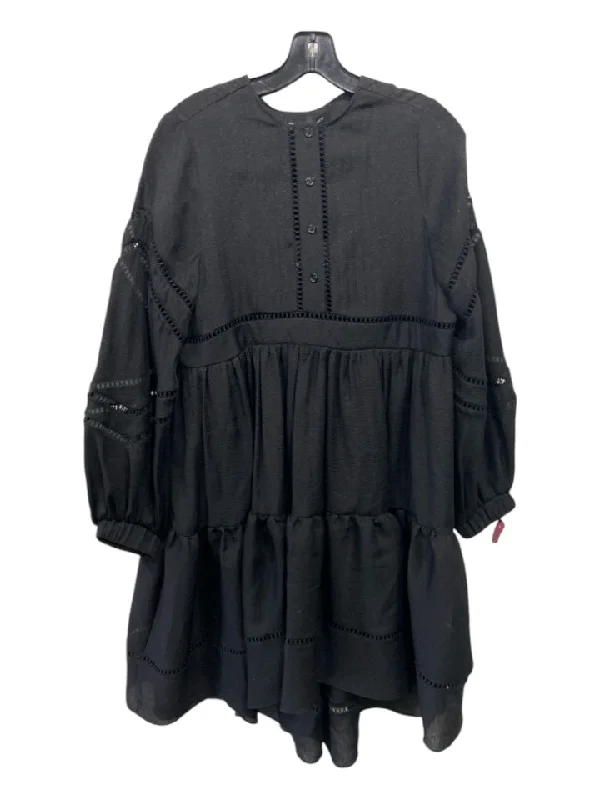 Cynthia Rowley Size S Black Tencel & Polyester Pintuck Details Knee length Dress