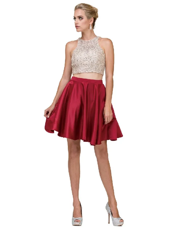 Dancing Queen - 2027ASC Beaded Halter Two-Piece A-Line Dress