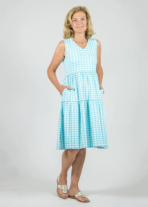 Emma Dress- Gingham Blue Radiance