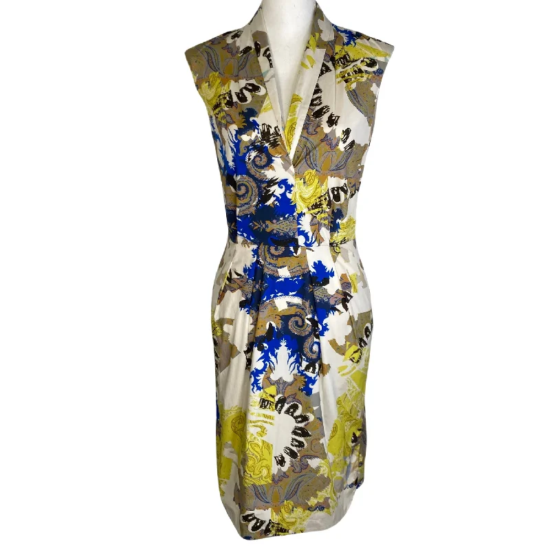 Etro Blue & Yellow Sheath Dress