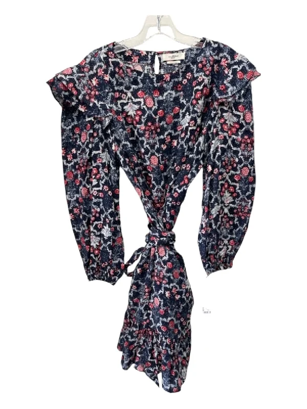 Isabel Marant Etoile Size S Blue, Red, White COTTON & LINEN Tie Waist Dress