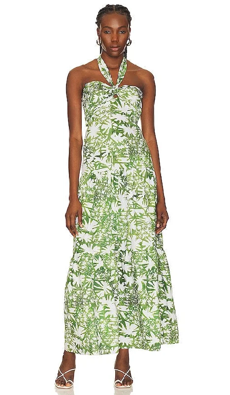 Karina Grimaldi Tania Print Dress in Green
