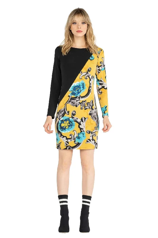 L/SL Diagonal Bicolor Dress