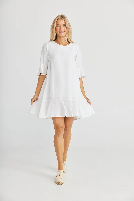 Lecce Dress - White Linen